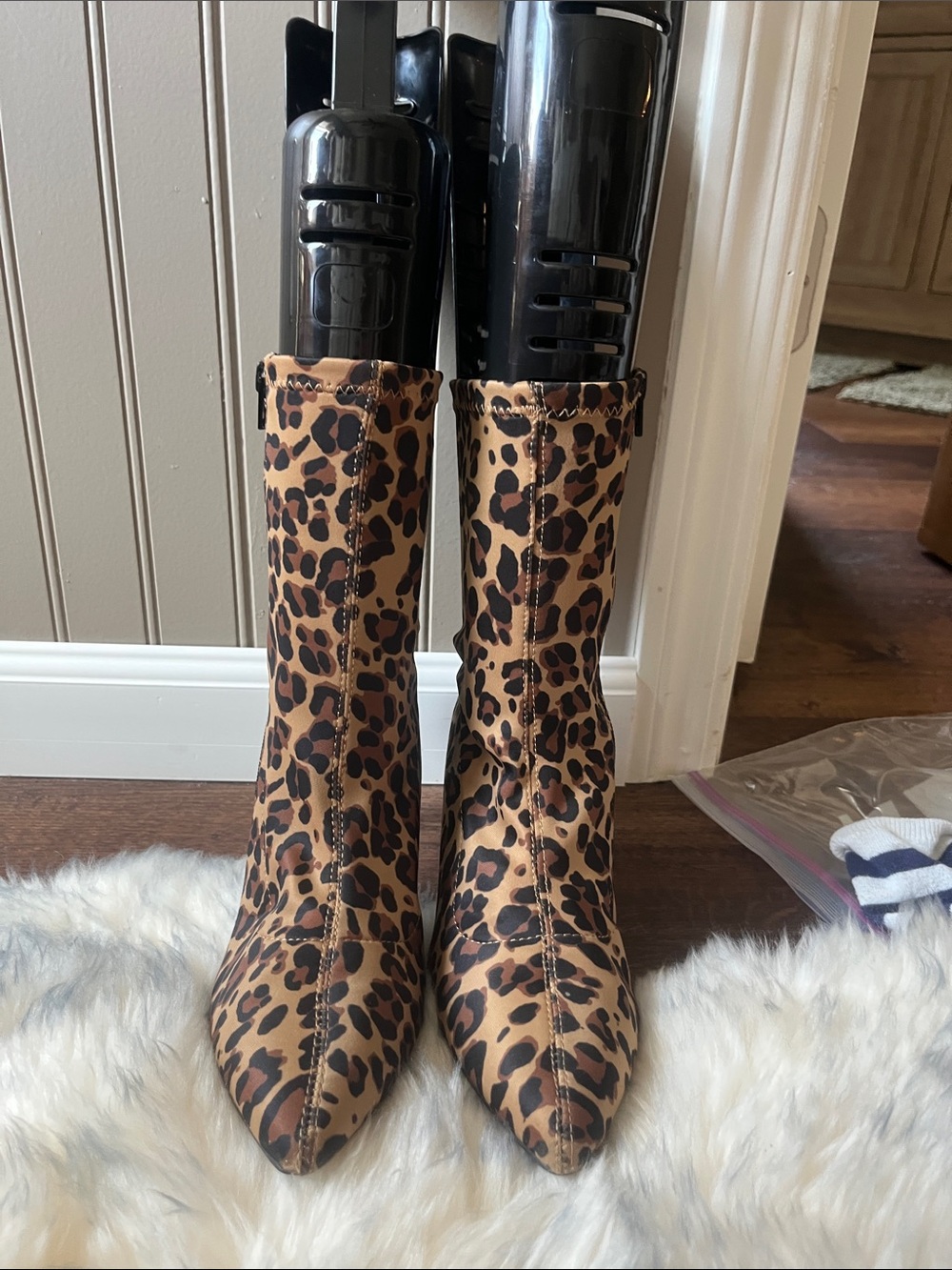 Mix No. 6 Leopard-Print Pointed Toe Ankle Boots